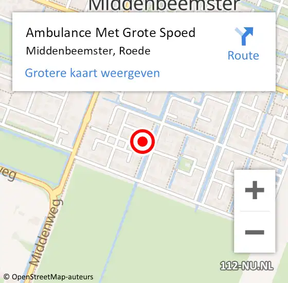 Locatie op kaart van de 112 melding: Ambulance Met Grote Spoed Naar Middenbeemster, Roede op 12 maart 2023 13:35