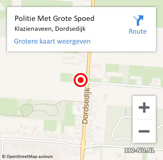 Locatie op kaart van de 112 melding: Politie Met Grote Spoed Naar Klazienaveen, Dordsedijk op 12 maart 2023 13:38