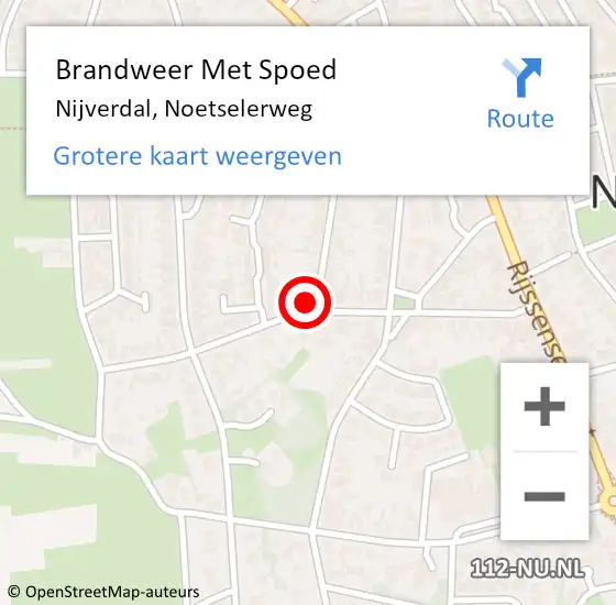 Locatie op kaart van de 112 melding: Brandweer Met Spoed Naar Nijverdal, Noetselerweg op 12 maart 2023 13:56