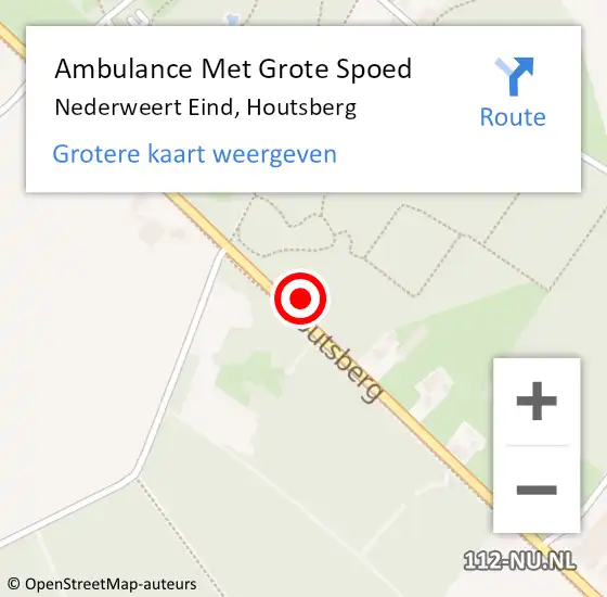 Locatie op kaart van de 112 melding: Ambulance Met Grote Spoed Naar Nederweert Eind, Houtsberg op 12 maart 2023 13:58