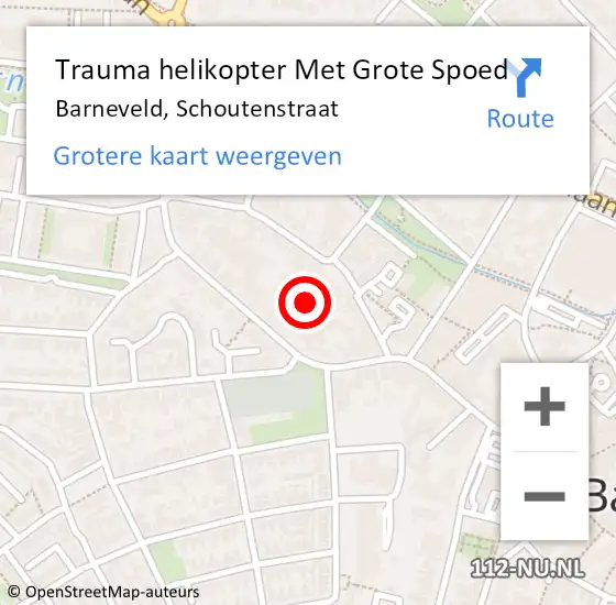 Locatie op kaart van de 112 melding: Trauma helikopter Met Grote Spoed Naar Barneveld, Schoutenstraat op 12 maart 2023 14:11