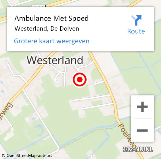 Locatie op kaart van de 112 melding: Ambulance Met Spoed Naar Westerland, De Dolven op 12 maart 2023 14:27