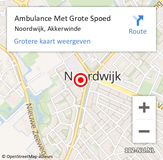 Locatie op kaart van de 112 melding: Ambulance Met Grote Spoed Naar Noordwijk, Akkerwinde op 12 maart 2023 15:07
