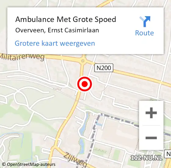 Locatie op kaart van de 112 melding: Ambulance Met Grote Spoed Naar Overveen, Ernst Casimirlaan op 12 maart 2023 15:18