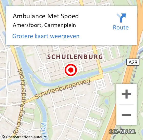 Locatie op kaart van de 112 melding: Ambulance Met Spoed Naar Amersfoort, Carmenplein op 18 augustus 2014 17:10