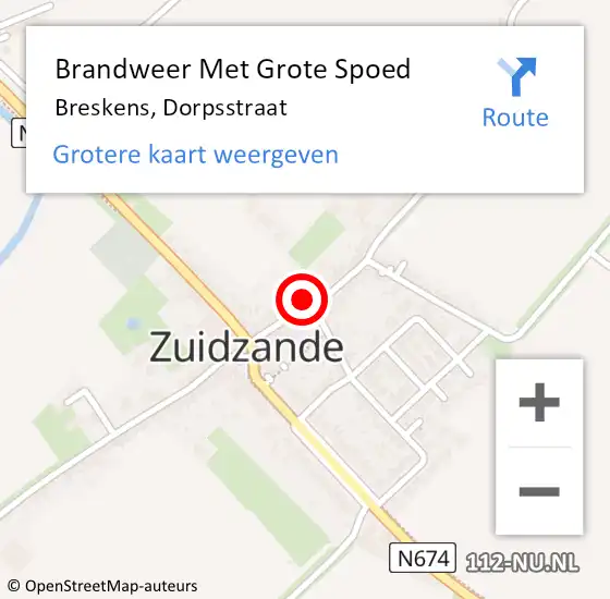 Locatie op kaart van de 112 melding: Brandweer Met Grote Spoed Naar Breskens, Dorpsstraat op 12 maart 2023 15:22