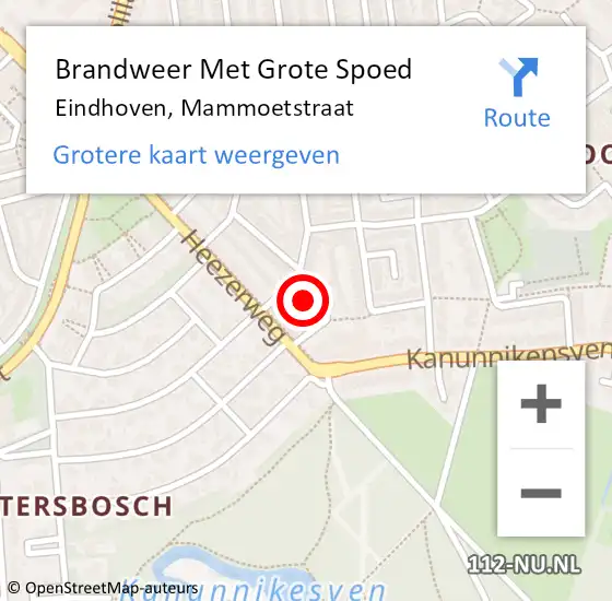 Locatie op kaart van de 112 melding: Brandweer Met Grote Spoed Naar Eindhoven, Mammoetstraat op 12 maart 2023 15:22