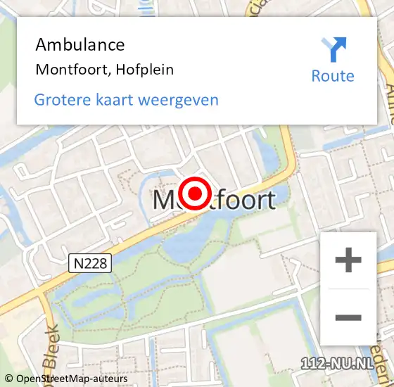 Locatie op kaart van de 112 melding: Ambulance Montfoort, Hofplein op 18 augustus 2014 17:14