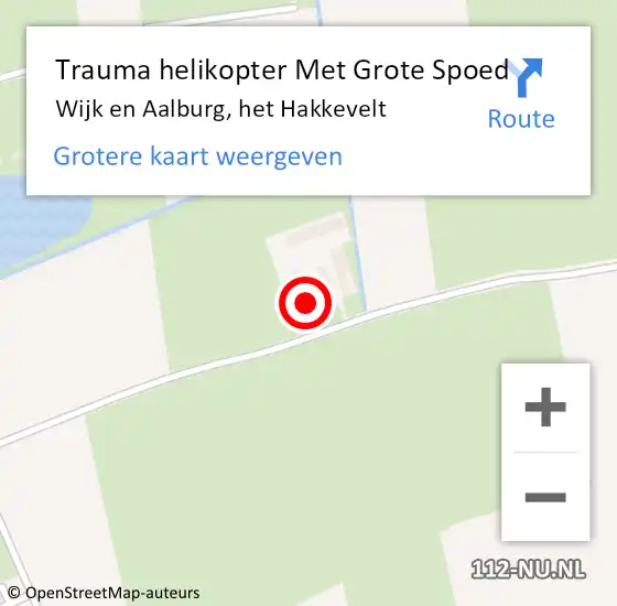 Locatie op kaart van de 112 melding: Trauma helikopter Met Grote Spoed Naar Wijk en Aalburg, het Hakkevelt op 12 maart 2023 16:04