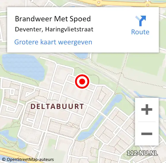 Locatie op kaart van de 112 melding: Brandweer Met Spoed Naar Deventer, Haringvlietstraat op 12 maart 2023 16:12