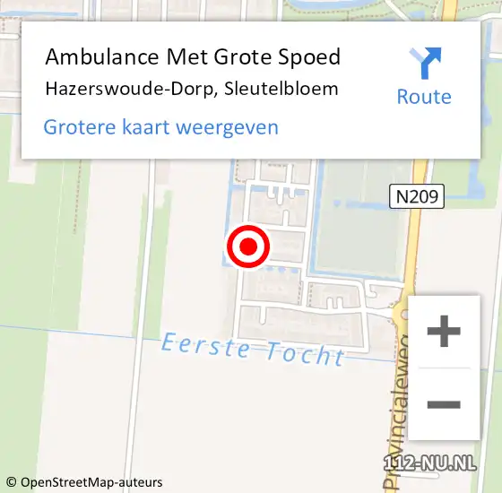 Locatie op kaart van de 112 melding: Ambulance Met Grote Spoed Naar Hazerswoude-Dorp, Sleutelbloem op 12 maart 2023 16:40