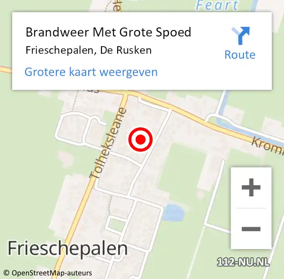 Locatie op kaart van de 112 melding: Brandweer Met Grote Spoed Naar Frieschepalen, De Rusken op 12 maart 2023 16:49