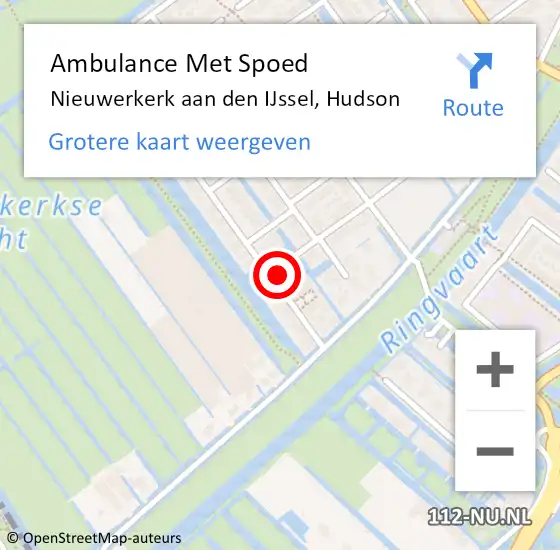 Locatie op kaart van de 112 melding: Ambulance Met Spoed Naar Nieuwerkerk aan den IJssel, Hudson op 12 maart 2023 16:59