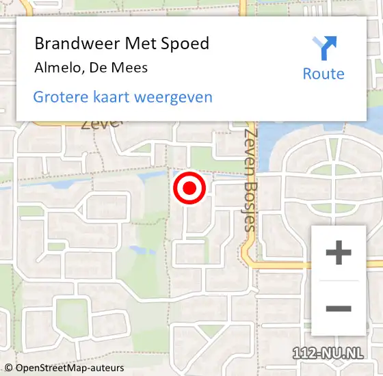 Locatie op kaart van de 112 melding: Brandweer Met Spoed Naar Almelo, De Mees op 12 maart 2023 17:09