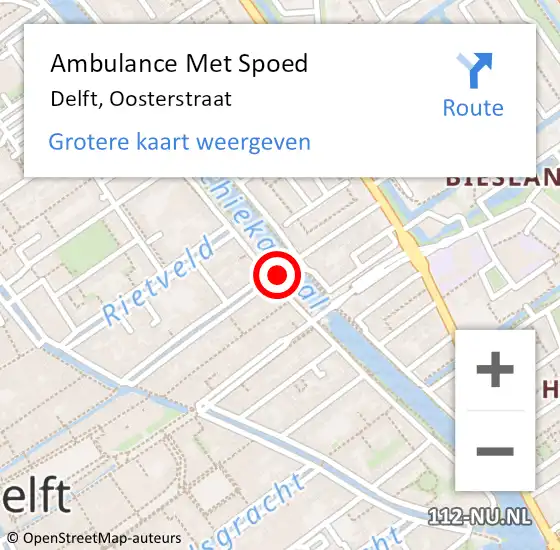 Locatie op kaart van de 112 melding: Ambulance Met Spoed Naar Delft, Oosterstraat op 12 maart 2023 17:26