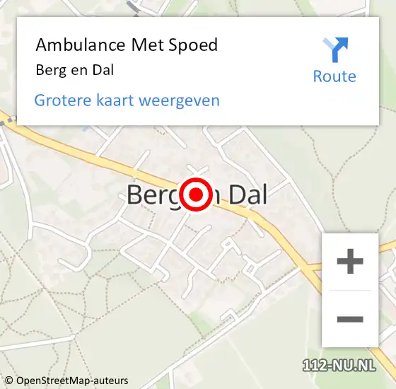 Locatie op kaart van de 112 melding: Ambulance Met Spoed Naar Berg en Dal op 12 maart 2023 17:47