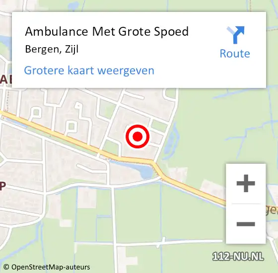 Locatie op kaart van de 112 melding: Ambulance Met Grote Spoed Naar Bergen, Zijl op 12 maart 2023 18:13