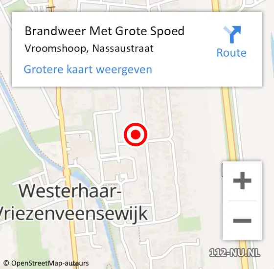 Locatie op kaart van de 112 melding: Brandweer Met Grote Spoed Naar Vroomshoop, Nassaustraat op 12 maart 2023 19:30