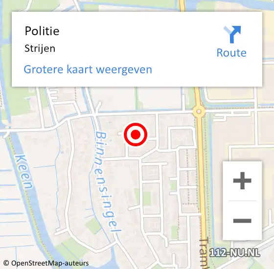 Locatie op kaart van de 112 melding: Politie Strijen op 12 maart 2023 19:44