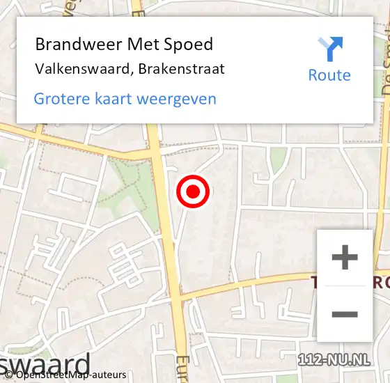 Locatie op kaart van de 112 melding: Brandweer Met Spoed Naar Valkenswaard, Brakenstraat op 12 maart 2023 20:21