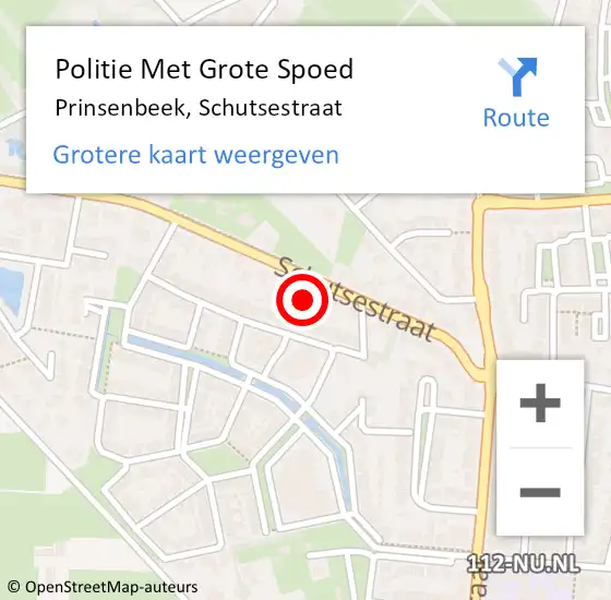 Locatie op kaart van de 112 melding: Politie Met Grote Spoed Naar Prinsenbeek, Schutsestraat op 12 maart 2023 20:28