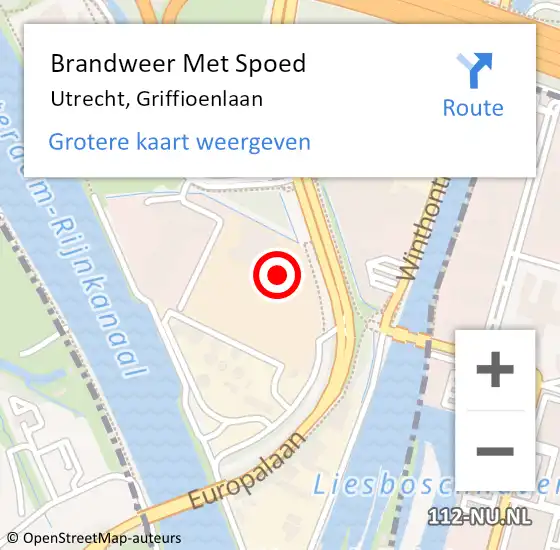 Locatie op kaart van de 112 melding: Brandweer Met Spoed Naar Utrecht, Griffioenlaan op 12 maart 2023 20:33