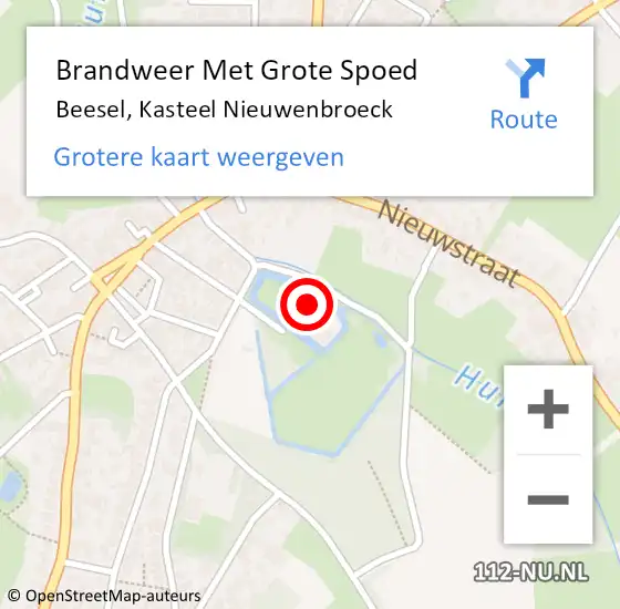 Locatie op kaart van de 112 melding: Brandweer Met Grote Spoed Naar Beesel, Kasteel Nieuwenbroeck op 12 maart 2023 20:37