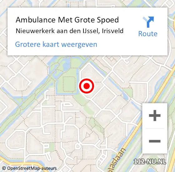 Locatie op kaart van de 112 melding: Ambulance Met Grote Spoed Naar Nieuwerkerk aan den IJssel, Irisveld op 12 maart 2023 20:46