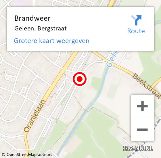 Locatie op kaart van de 112 melding: Brandweer Geleen, Bergstraat op 18 augustus 2014 17:42