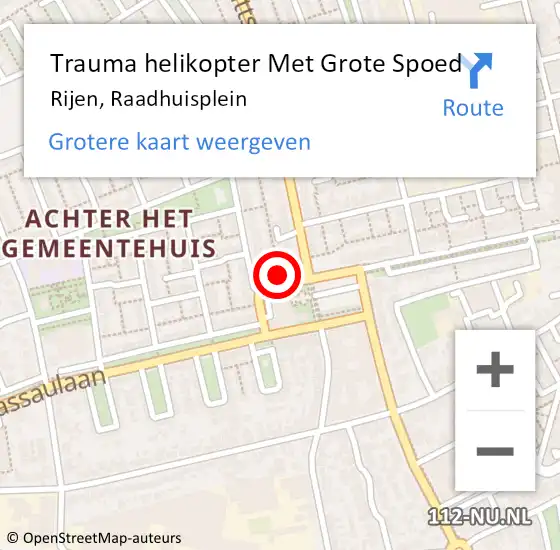 Locatie op kaart van de 112 melding: Trauma helikopter Met Grote Spoed Naar Rijen, Raadhuisplein op 12 maart 2023 21:54