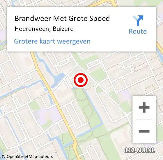 Locatie op kaart van de 112 melding: Brandweer Met Grote Spoed Naar Heerenveen, Buizerd op 12 maart 2023 21:56