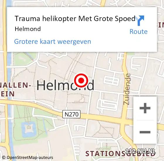 Locatie op kaart van de 112 melding: Trauma helikopter Met Grote Spoed Naar Helmond op 12 maart 2023 22:05