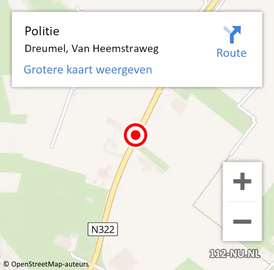 Locatie op kaart van de 112 melding: Politie Dreumel, Van Heemstraweg op 11 oktober 2013 21:31