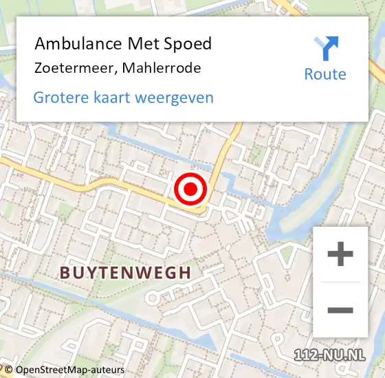 Locatie op kaart van de 112 melding: Ambulance Met Spoed Naar Zoetermeer, Mahlerrode op 12 maart 2023 22:37