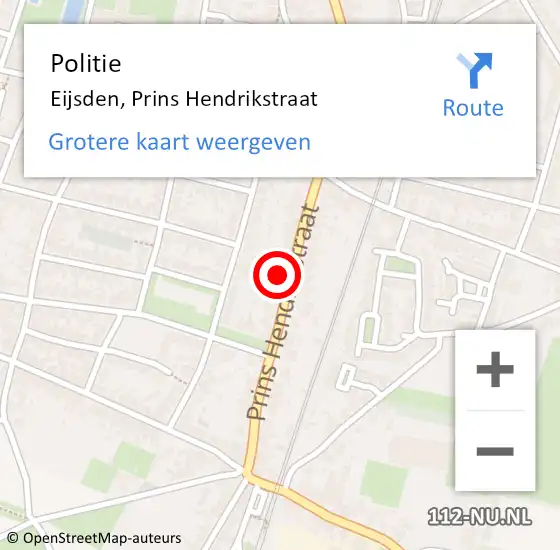 Locatie op kaart van de 112 melding: Politie Eijsden, Prins Hendrikstraat op 12 maart 2023 22:42
