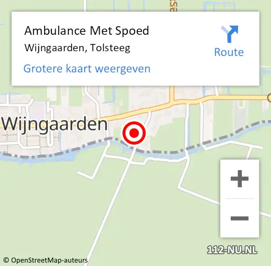 Locatie op kaart van de 112 melding: Ambulance Met Spoed Naar Wijngaarden, Tolsteeg op 12 maart 2023 23:08