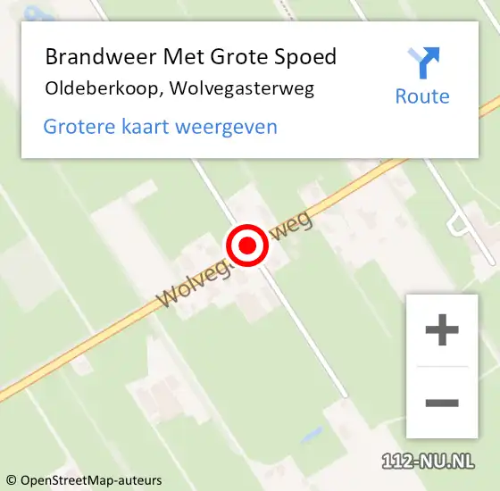 Locatie op kaart van de 112 melding: Brandweer Met Grote Spoed Naar Oldeberkoop, Wolvegasterweg op 18 augustus 2014 17:50