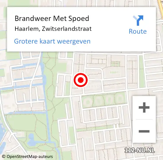 Locatie op kaart van de 112 melding: Brandweer Met Spoed Naar Haarlem, Zwitserlandstraat op 12 maart 2023 23:29