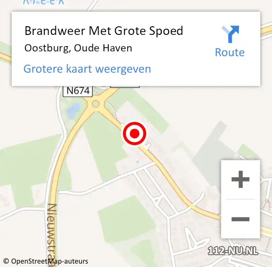 Locatie op kaart van de 112 melding: Brandweer Met Grote Spoed Naar Oostburg, Oude Haven op 12 maart 2023 23:49