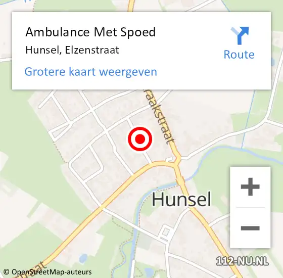 Locatie op kaart van de 112 melding: Ambulance Met Spoed Naar Hunsel, Elzenstraat op 12 maart 2023 23:51