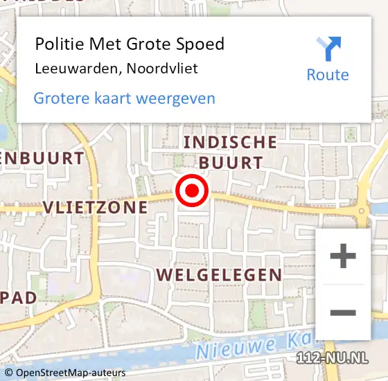 Locatie op kaart van de 112 melding: Politie Met Grote Spoed Naar Leeuwarden, Noordvliet op 12 maart 2023 23:53