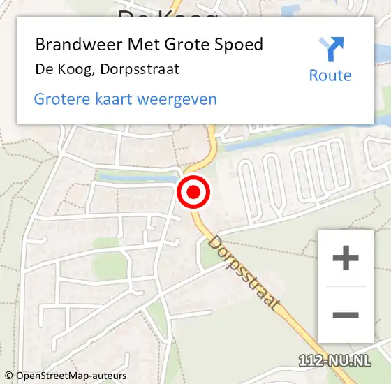 Locatie op kaart van de 112 melding: Brandweer Met Grote Spoed Naar De Koog, Dorpsstraat op 12 maart 2023 23:57