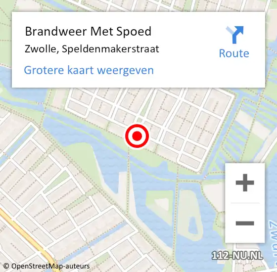 Locatie op kaart van de 112 melding: Brandweer Met Spoed Naar Zwolle, Speldenmakerstraat op 13 maart 2023 00:20