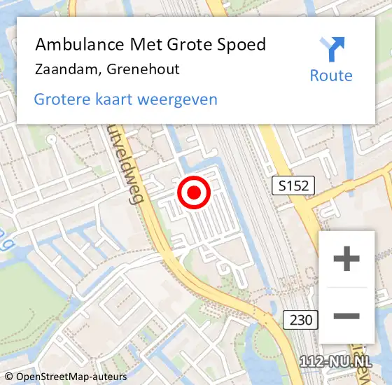 Locatie op kaart van de 112 melding: Ambulance Met Grote Spoed Naar Zaandam, Grenehout op 13 maart 2023 00:41