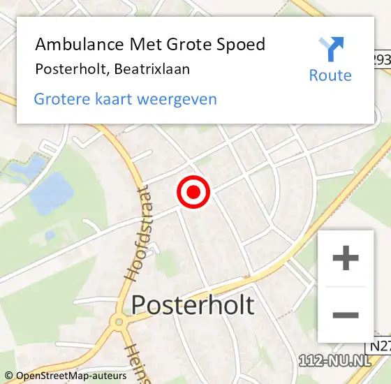 Locatie op kaart van de 112 melding: Ambulance Met Grote Spoed Naar Posterholt, Beatrixlaan op 13 maart 2023 02:16