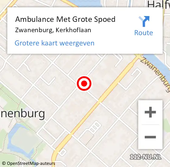 Locatie op kaart van de 112 melding: Ambulance Met Grote Spoed Naar Zwanenburg, Kerkhoflaan op 13 maart 2023 02:59