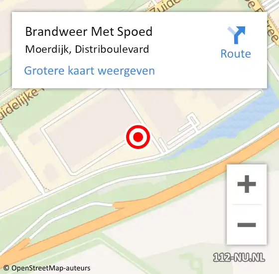 Locatie op kaart van de 112 melding: Brandweer Met Spoed Naar Moerdijk, Distriboulevard op 13 maart 2023 03:36