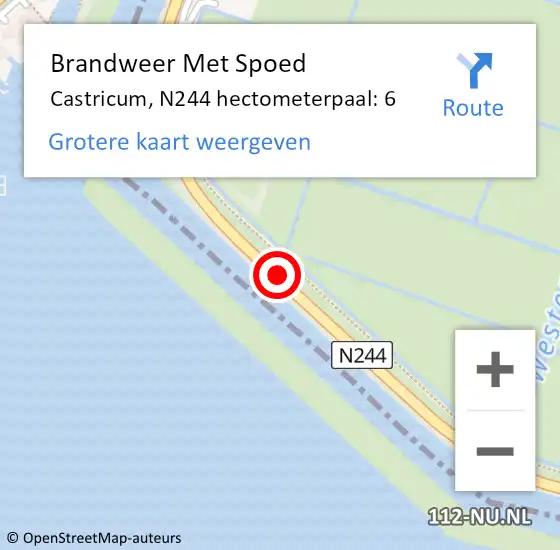 Locatie op kaart van de 112 melding: Brandweer Met Spoed Naar Castricum, N244 hectometerpaal: 6 op 13 maart 2023 04:08