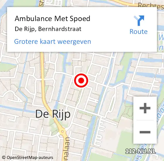 Locatie op kaart van de 112 melding: Ambulance Met Spoed Naar De Rijp, Bernhardstraat op 13 maart 2023 05:18