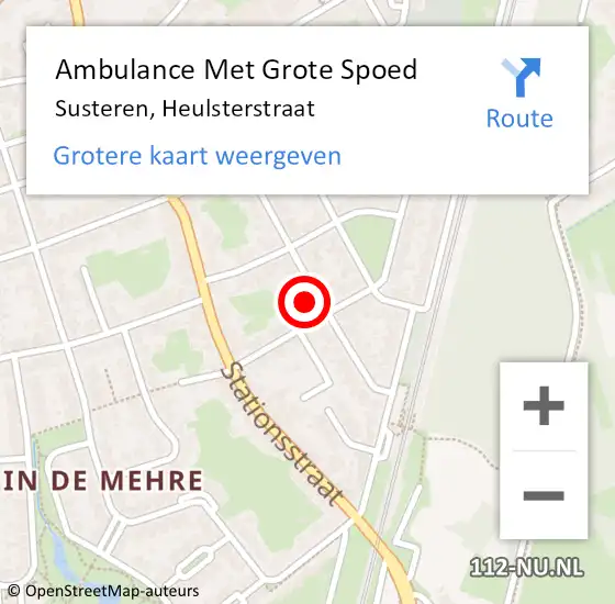 Locatie op kaart van de 112 melding: Ambulance Met Grote Spoed Naar Susteren, Heulsterstraat op 13 maart 2023 06:15